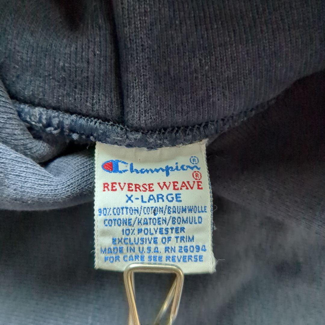 90s USA製 リバースウィーブパーカー ノートルダム ネイビー 刺繍タグXL