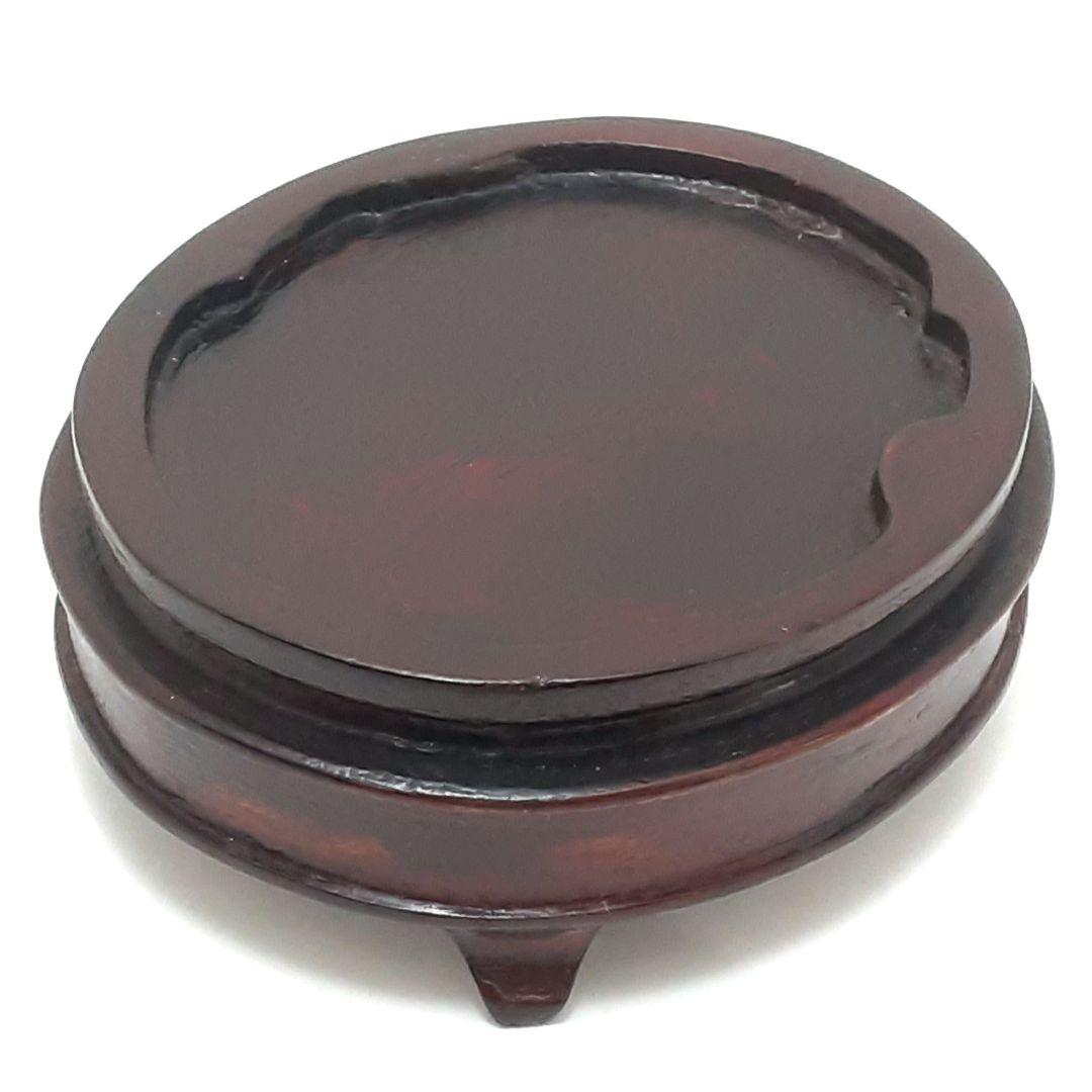 Y1701-5 細密彫刻 極上 布袋置物 唐木台付 総重量319.4g