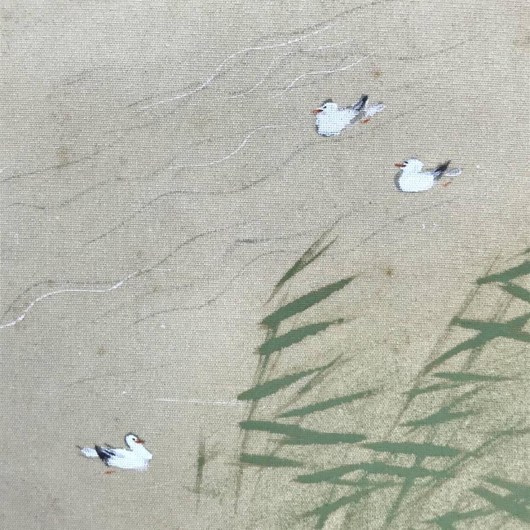 真作/岩佐古香/舟遊び図/遊船図/舟人物図/横物/掛軸☆宝船☆AE-266