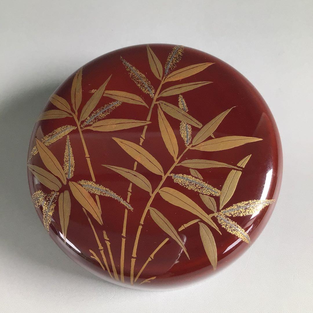 Ｒ５０８　棗　『純一作』『溜塗』『笹蒔絵』『中棗』　共箱　茶道具