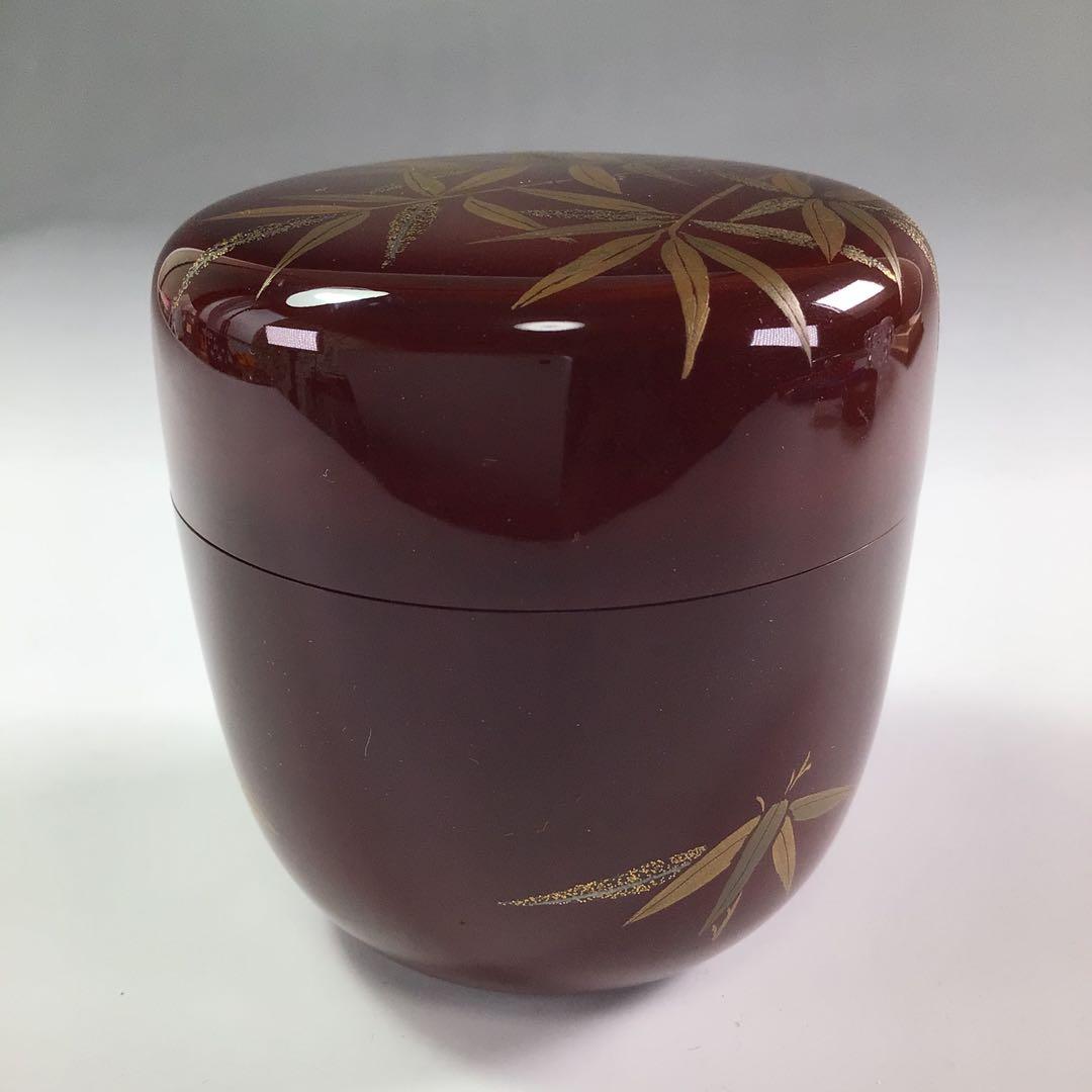 Ｒ５０８　棗　『純一作』『溜塗』『笹蒔絵』『中棗』　共箱　茶道具