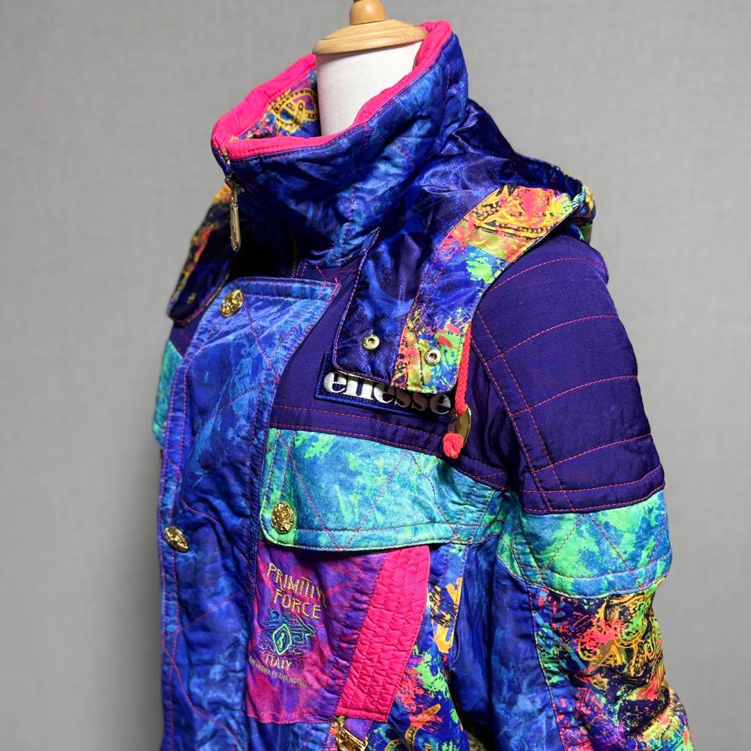 エレッセ　日本製 スキーウェア上下セット 90s レトロ 総柄 ゴールドウイン