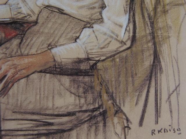 小磯良平、【白いブラウス】、希少な限定額装用画集画、新品高級額 額装付