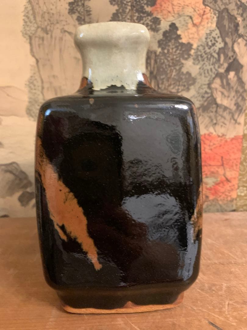 浜田庄司 扁壺 共箱【本物保証】益子焼人間国宝 河井寛次郎盟友 251