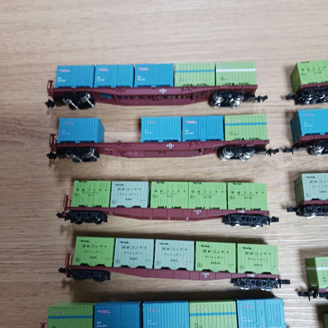 貨物列車　国鉄　JNR　鉄道コンテナ　12両セット　テールランプ点灯　コキ