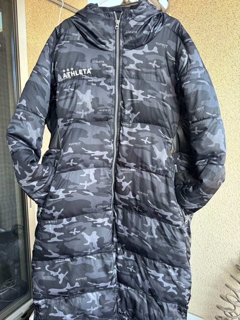 ATHLETA アスレタ ベンチコート Lサイズ カモフラ ブラック】