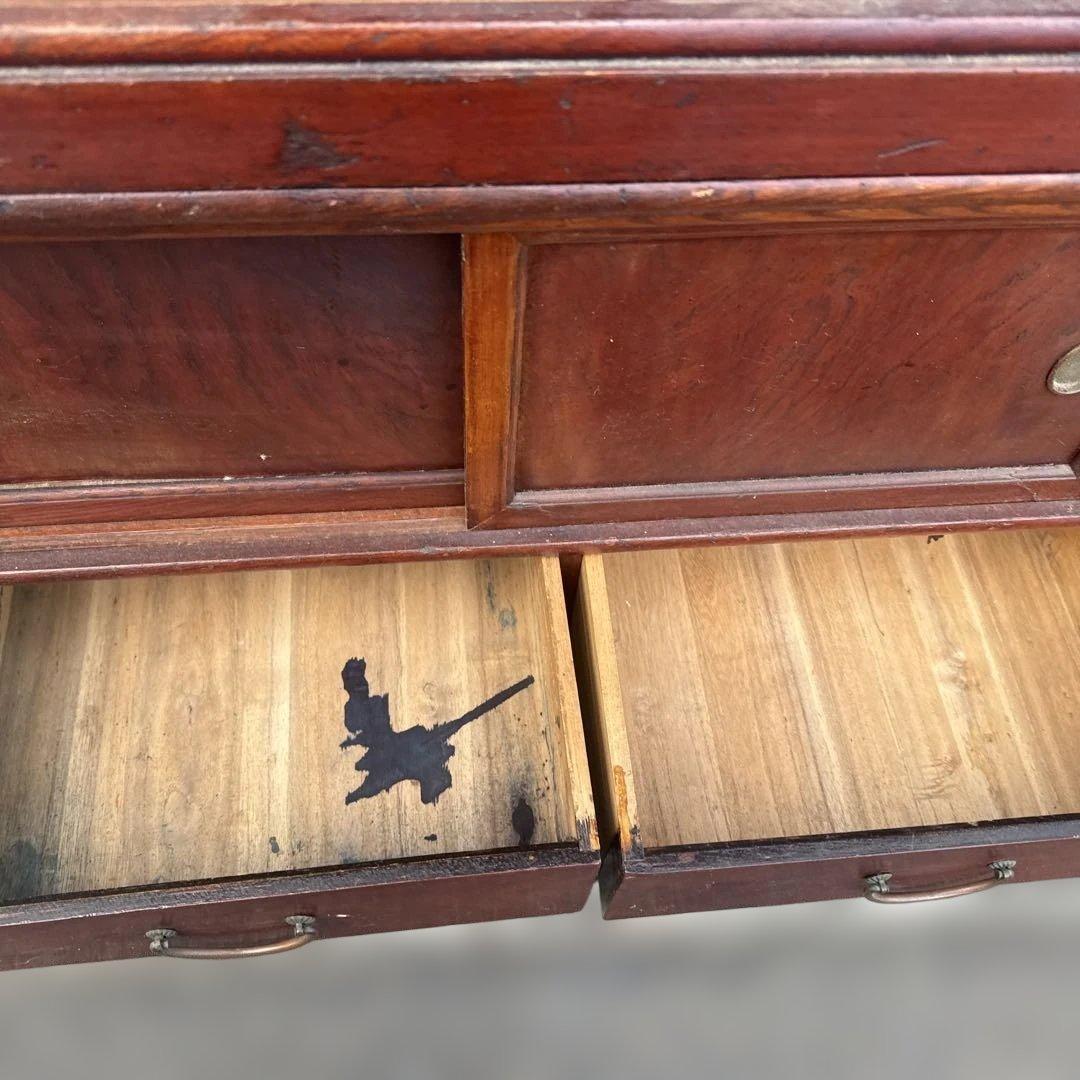 m*k様 昭和レトロ　茶箪笥　木製キャビネット 赤褐色 ガラス扉付き