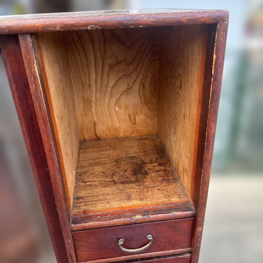 m*k様 昭和レトロ　茶箪笥　木製キャビネット 赤褐色 ガラス扉付き