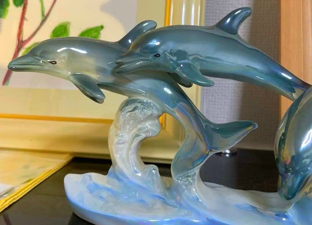 KATO工芸　イルカ　ドルフィン置物　美品 動物　幸運　癒し