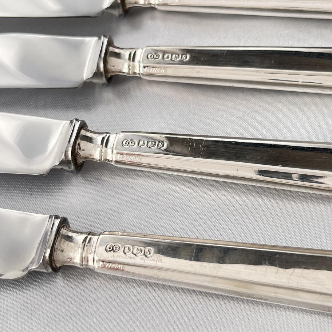 【John Biggin】【純銀ハンドル】 Art Deco ティーナイフ 6本