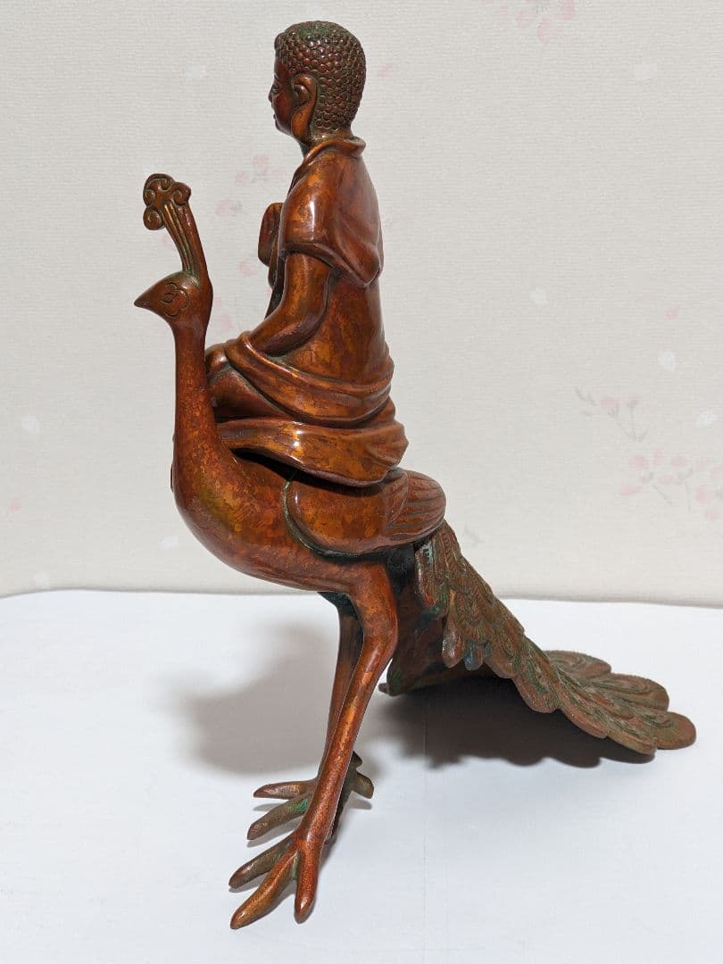 ♦孔雀明王 銅器 仏像 置物飾り災厄 煩悩 高岡銅器古作 縁起物 骨董品