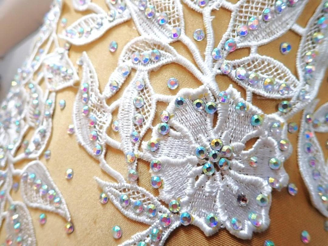 6356★Sサイズ★オフ白/微光沢サテン/スタンダードドレス☆社交ダンス