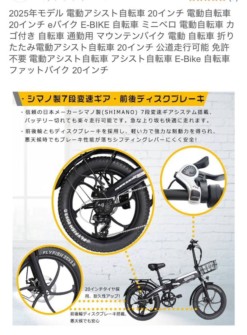 ⭐️2025年モデル 電動アシスト自転車 20インチ　FLYFISH⭐️