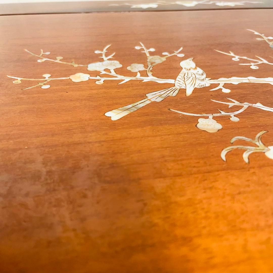 唐木 カリン 無垢材 螺鈿細工 5段チェスト