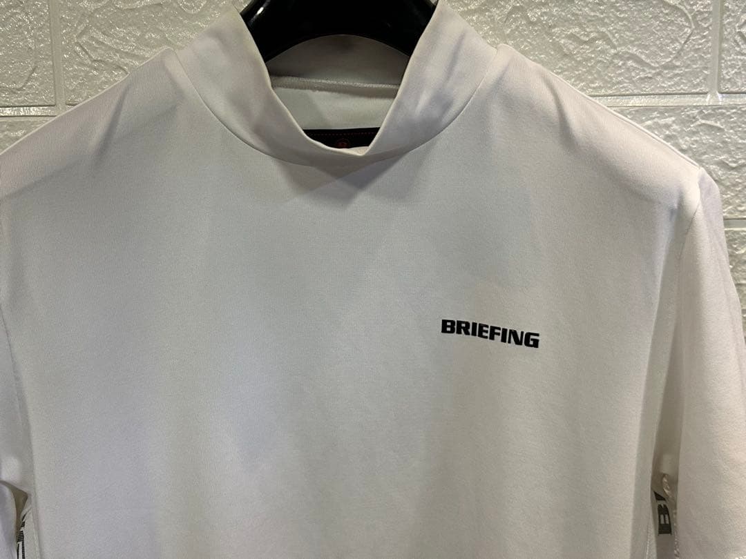 BRIEFING ブリーフィング ホワイト モックネックシャツ サイドロゴライン