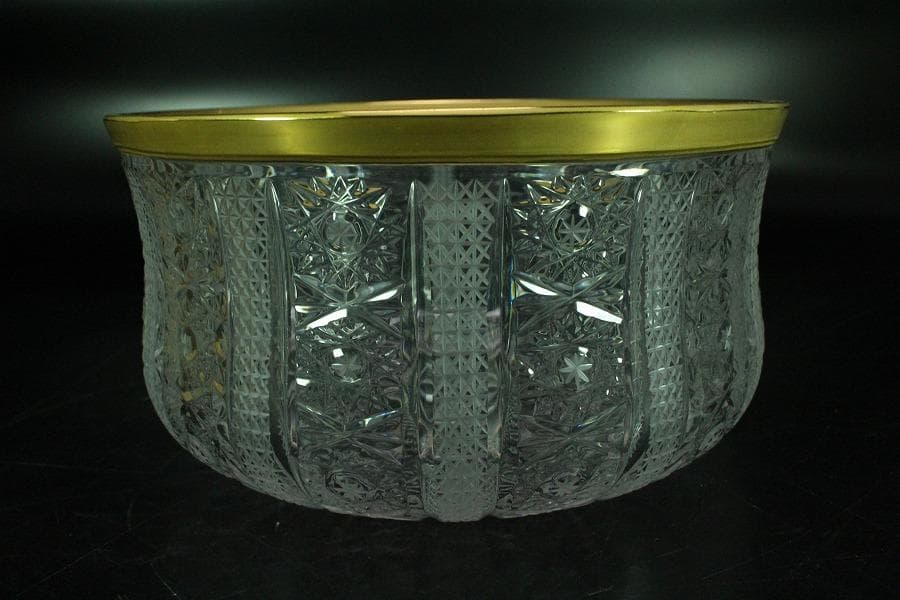 懐石 金縁 硝子 鉢 美品(K-A361)