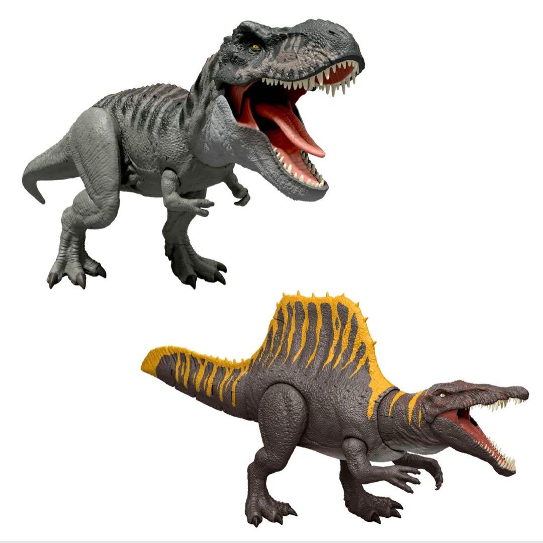 マテル ジュラシックワールドひかってほえるT-レックスとほえるスピノサウルス2体