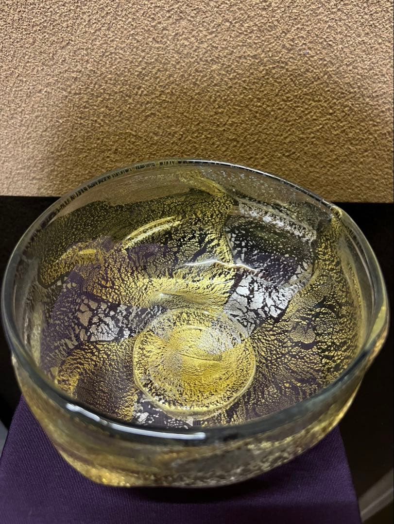 石井康治　手吹き金彩硝子　茶碗