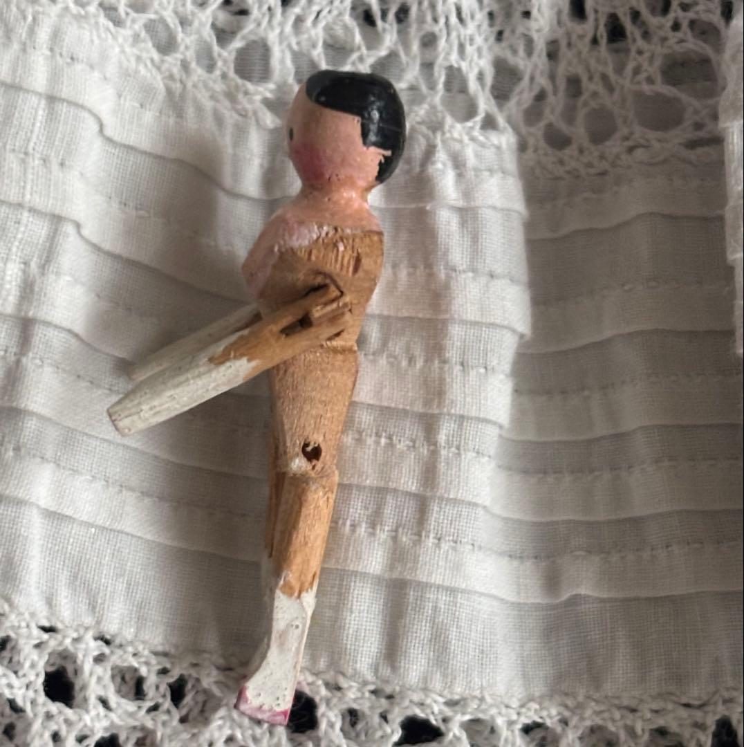 レア極小3.3cm ペグドール　ウッデンドール　アンティークドール