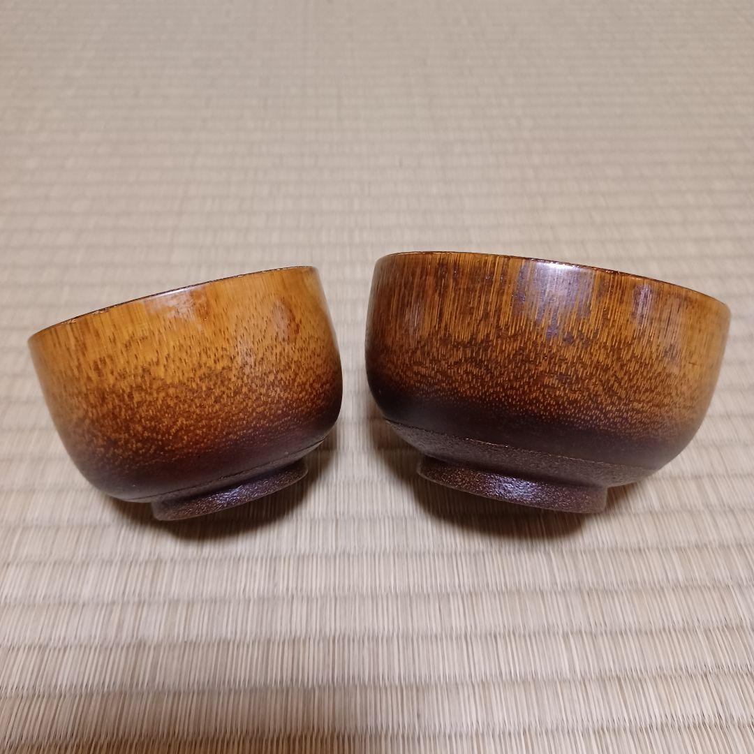 未使用　竹乾漆粉茶椀　重用　茶箱用　拭き漆　茶道具　漆器　漆芸　竹製　⑯