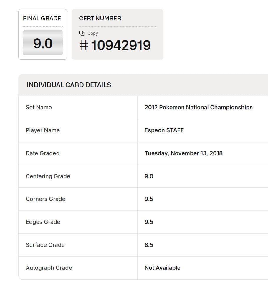 英版エーフィ チャンピオンシップSTAFFプロモ - BGS MINT9