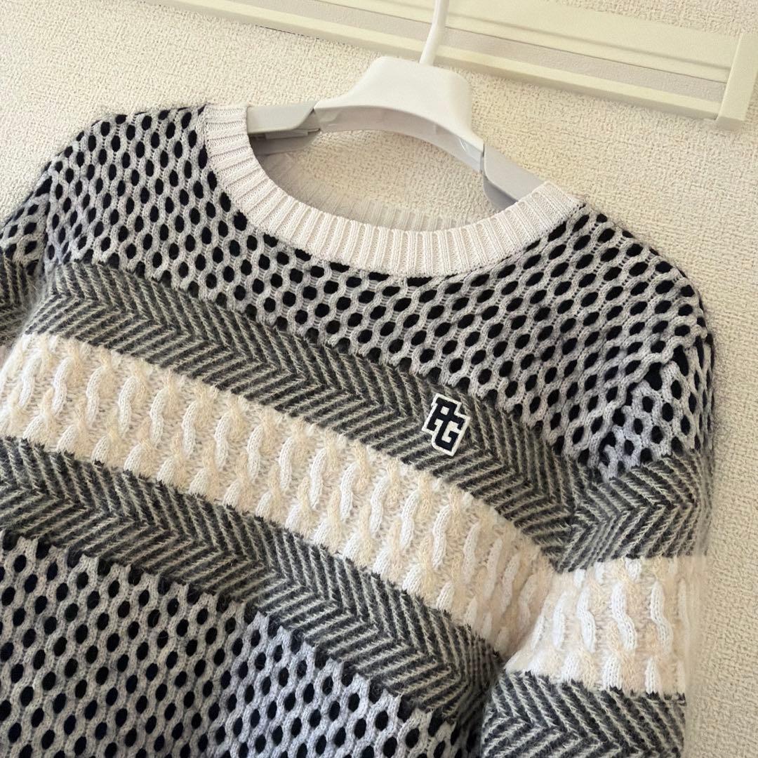 PEARLY GATES グレー ホワイト セーター サイズ4