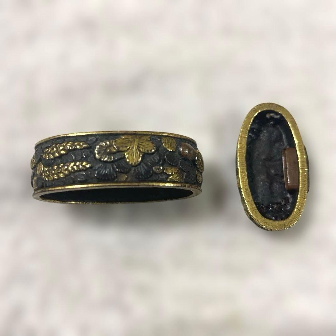 B-31 縁頭　金銀象嵌　武具　刀装具　装飾品　美術品　工芸品　刀　銅製　日本刀