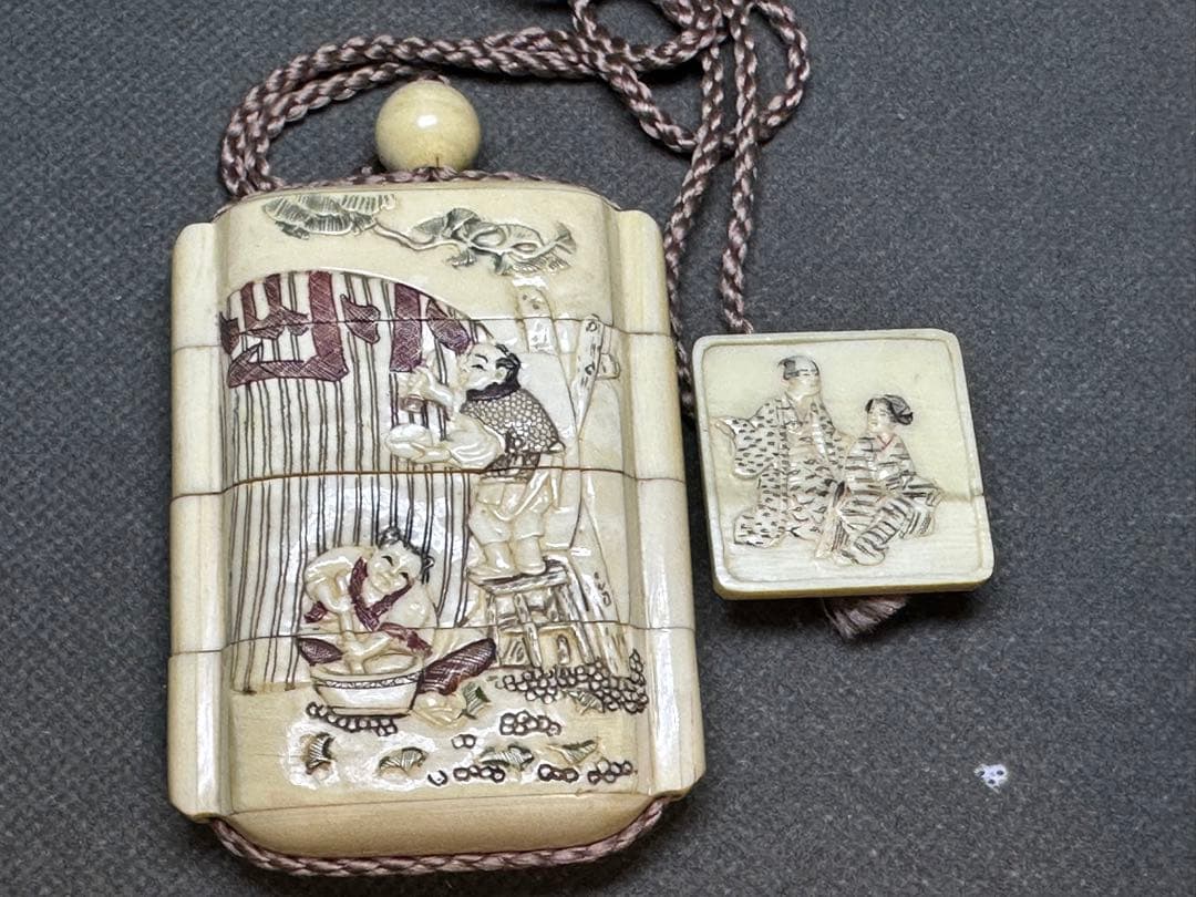 極上　印籠　根付　天然素材　置物　古美術品　 細密細工　骨董　アンティーク