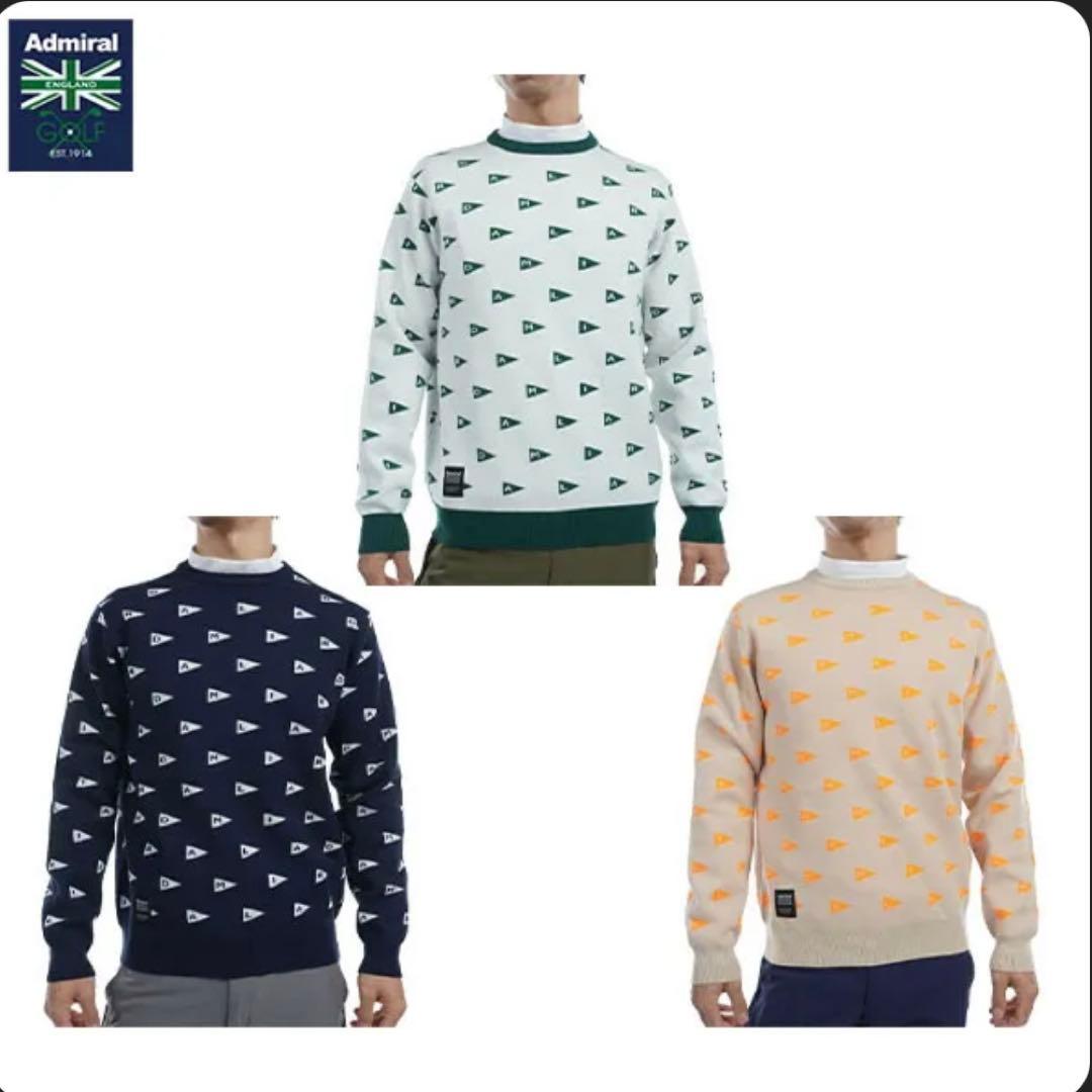 アドミラル ゴルフ ADMA453 フラッグジャカード クルーセーターL
