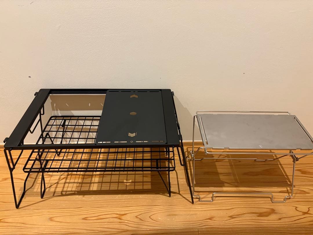 キャンプ用品5点まとめ売り　ソフトコンテナ・ラック・コードユニット・スタンドなど