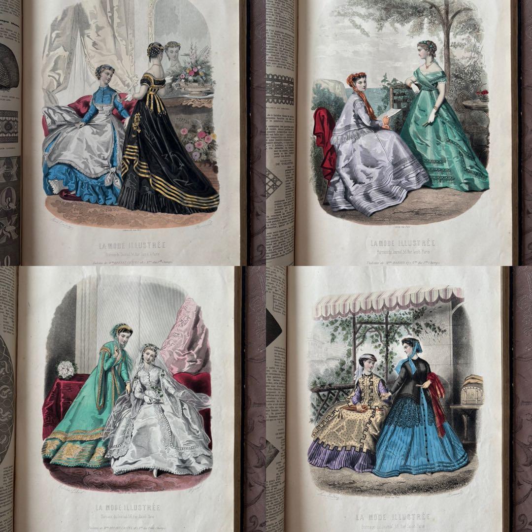 フランスアンティークファッションプレート合本 モード銅版画1867年