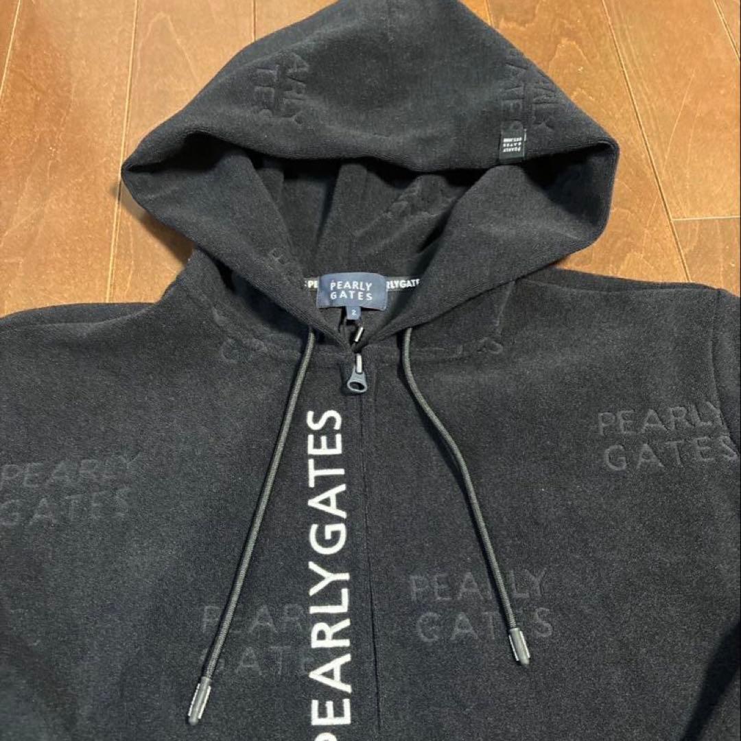 パーリーゲイツ　ロゴパイルJQブラックパーカーサイズ2