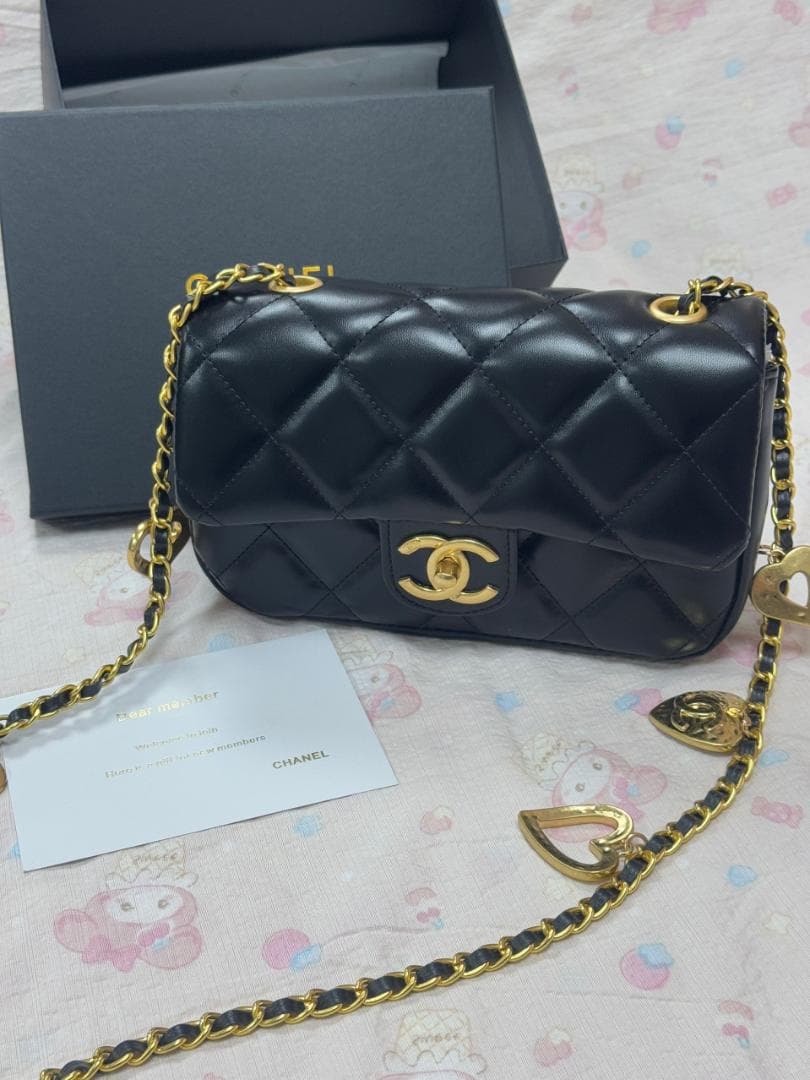 VIP顧客 ★ ブラックレザーショルダーバッグ okda