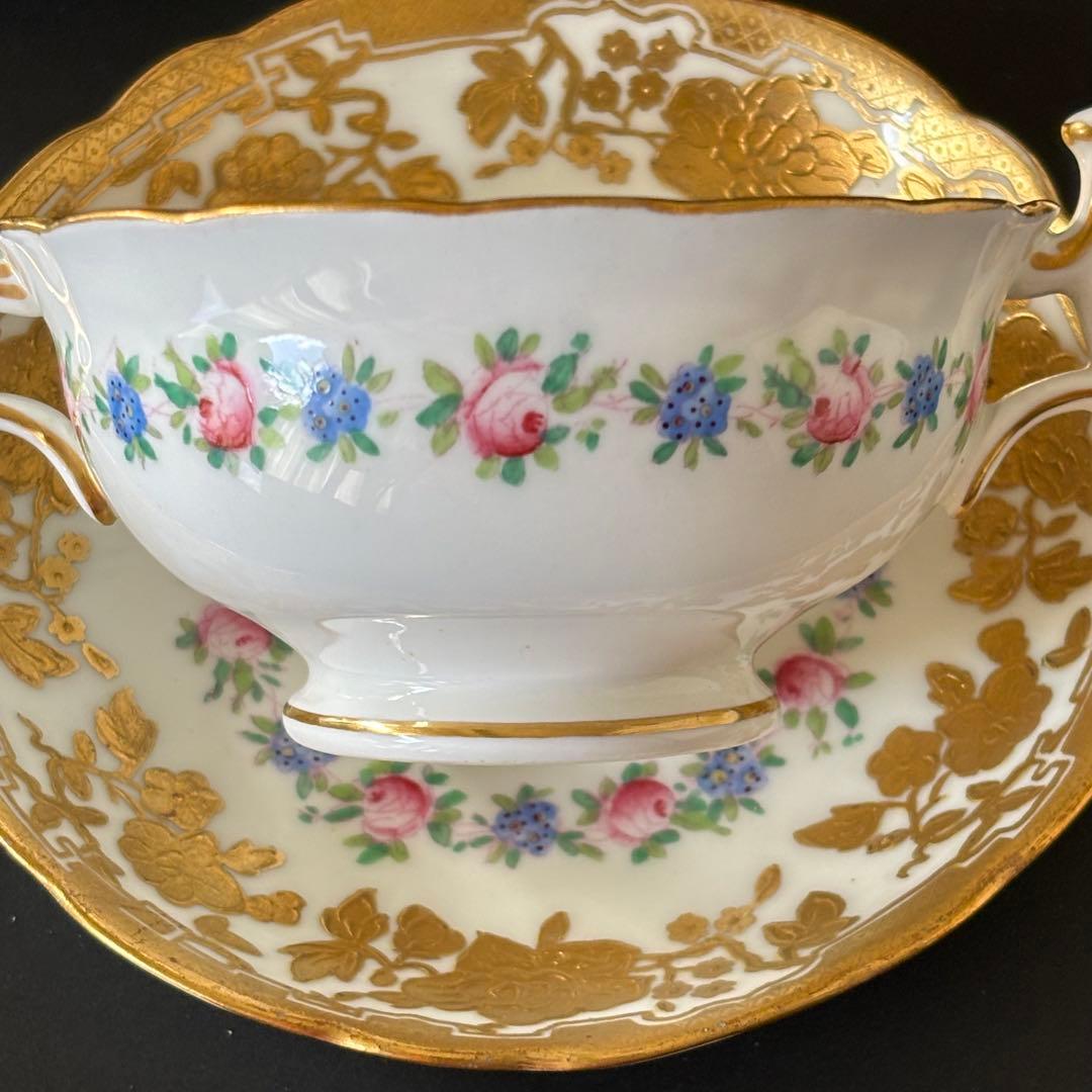 ハマースレイ　薔薇　金彩　スープカップ　2客セット