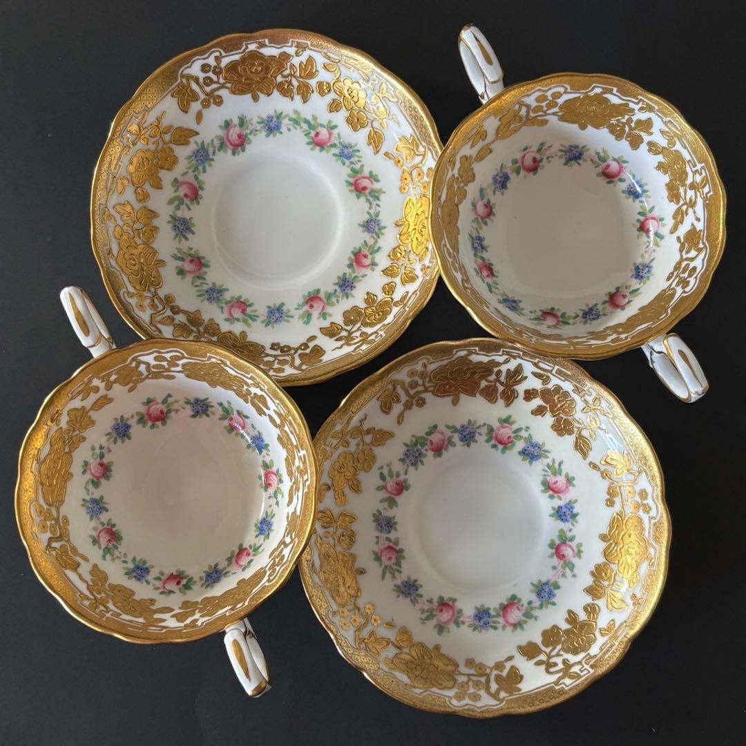 ハマースレイ　薔薇　金彩　スープカップ　2客セット