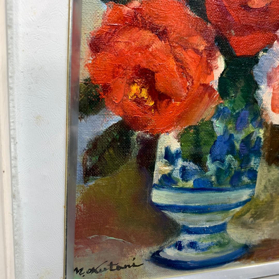 奥谷全弘　肉筆　薔薇　バラ　油絵　額装