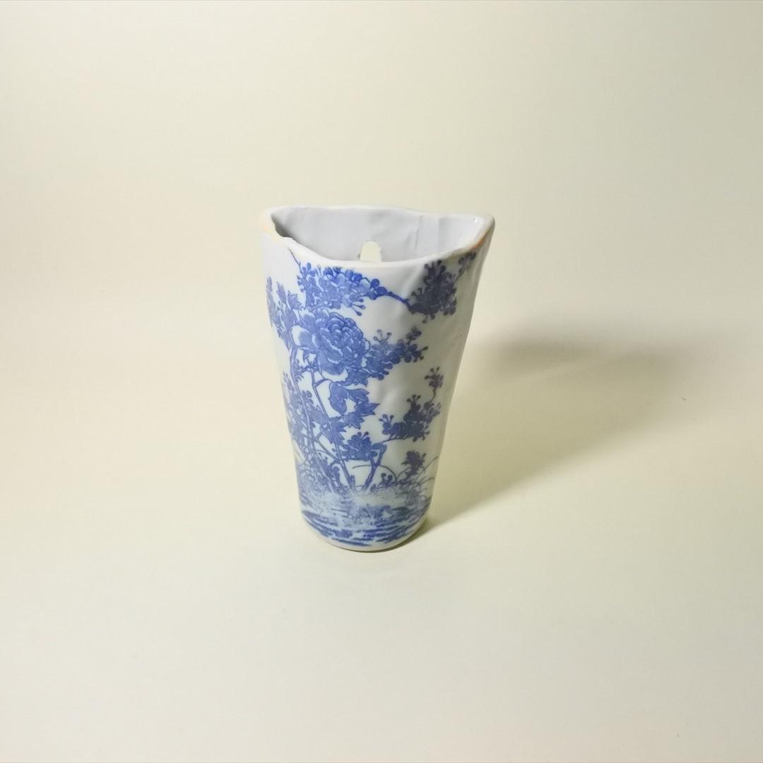 明治時代　印判　掛花生　花入　骨董品　アンティーク　オブジェ a