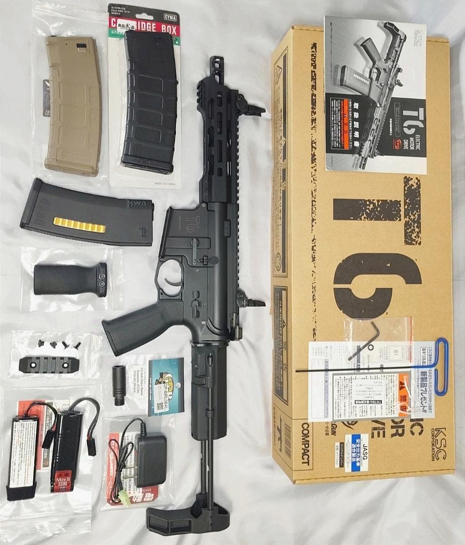 KSC T6 電動ガン バッテリー・充電器・多連装マガジン・パーツ類 セット売り