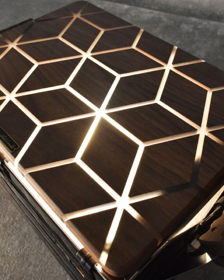 BundleWonk シェルコン 25 天板 レジン ウォルナット 幾何学 麻柄