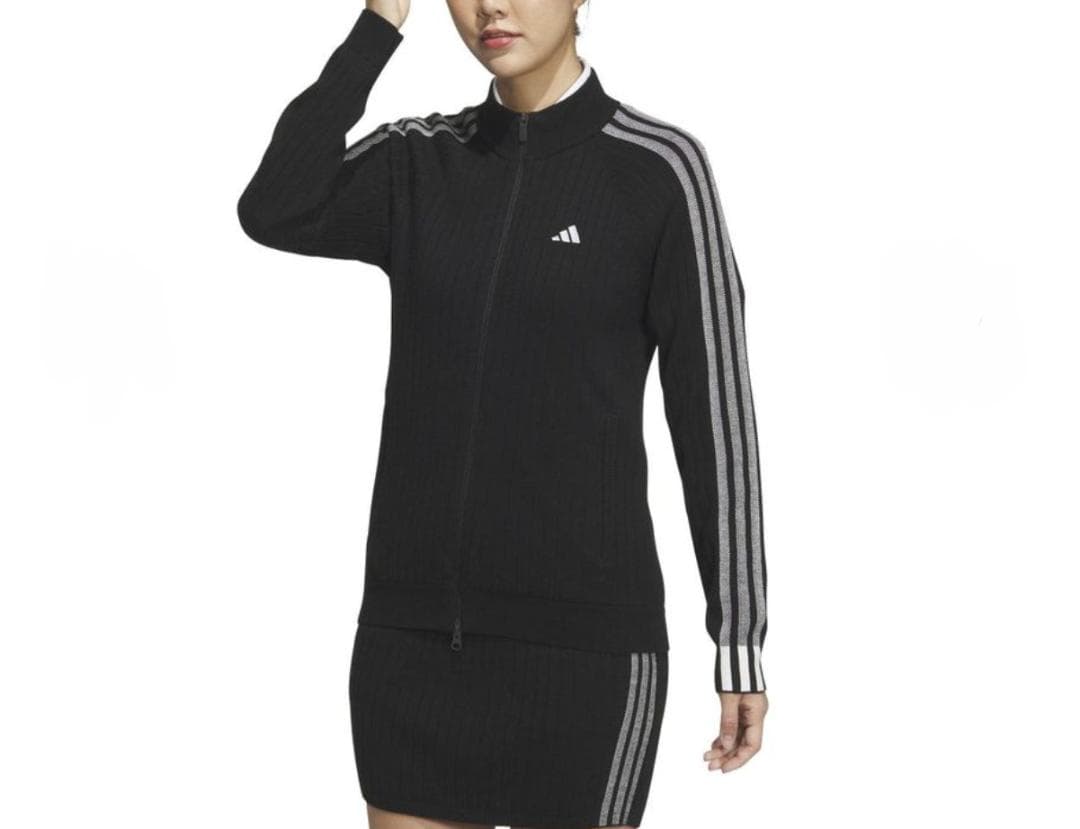 アディダス　ゴルフ　防風　セーター　ニットスカート　上下　レディースXL　黒