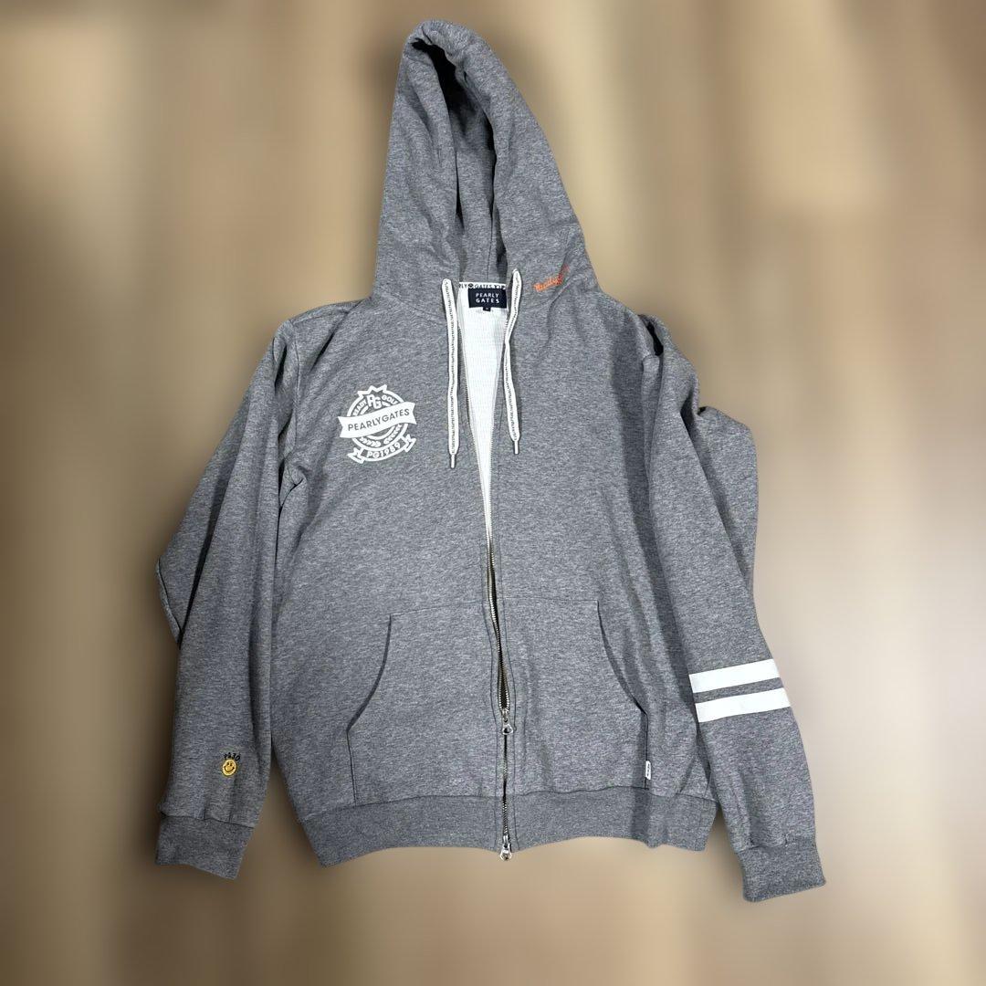 【美品】 PEARLY GATES グレー フルジッパー パーカー