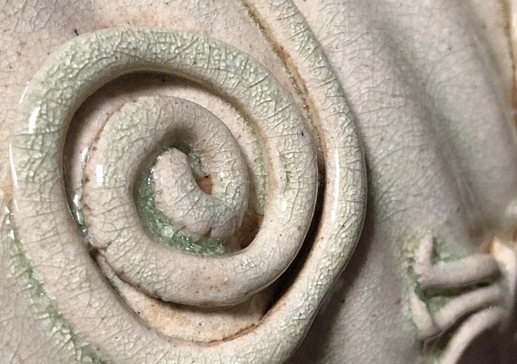 【 龍鳳凰文青磁釉高肉瓶 】　　唐～宋代　中華古玩