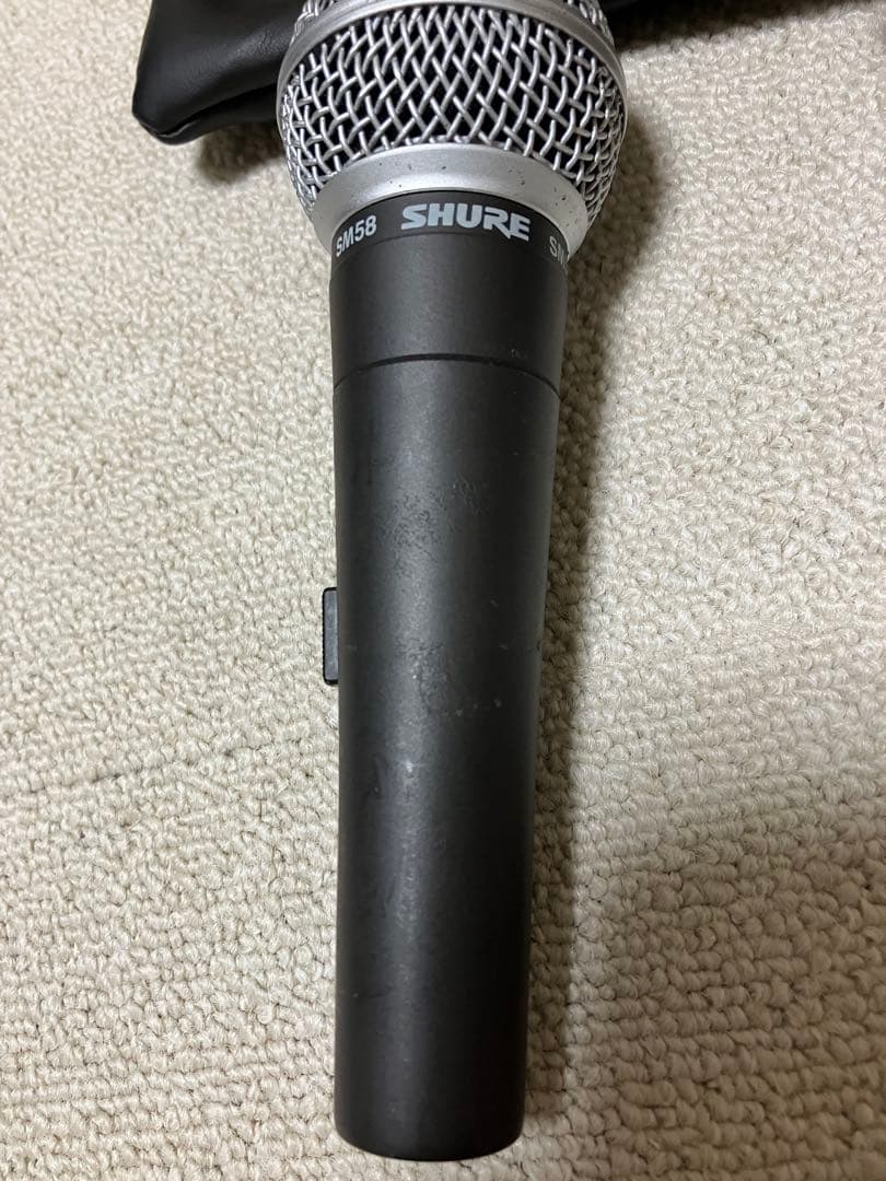 SHURE SM58 ダイナミックマイク ケース、ケーブル、未使用マイクグリル付