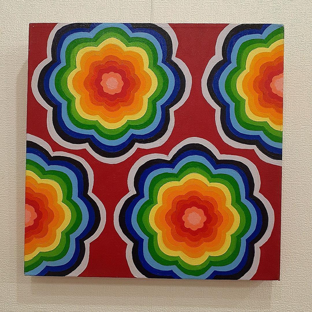 油絵　壁掛け曼荼羅　画家　小楠アキコ作品　サイズ40×40cm　三枚１セット