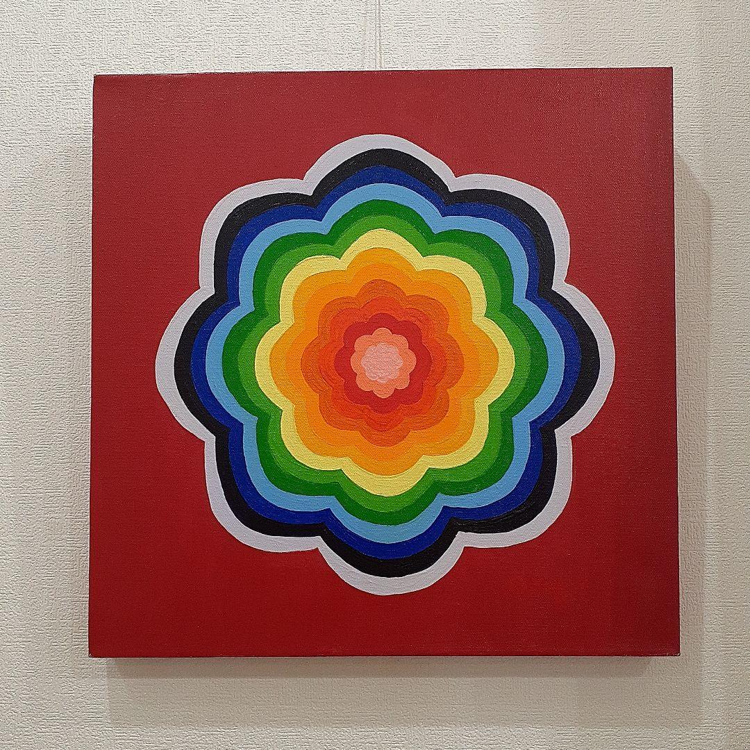 油絵　壁掛け曼荼羅　画家　小楠アキコ作品　サイズ40×40cm　三枚１セット