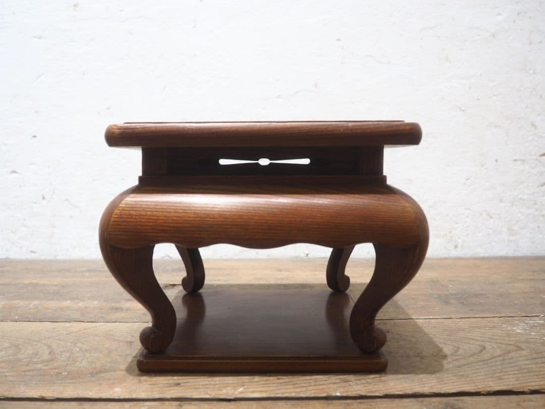 1234 アンティーク　欅の花台　展示台　香炉台　盆栽台　骨董　レトロ　けやき