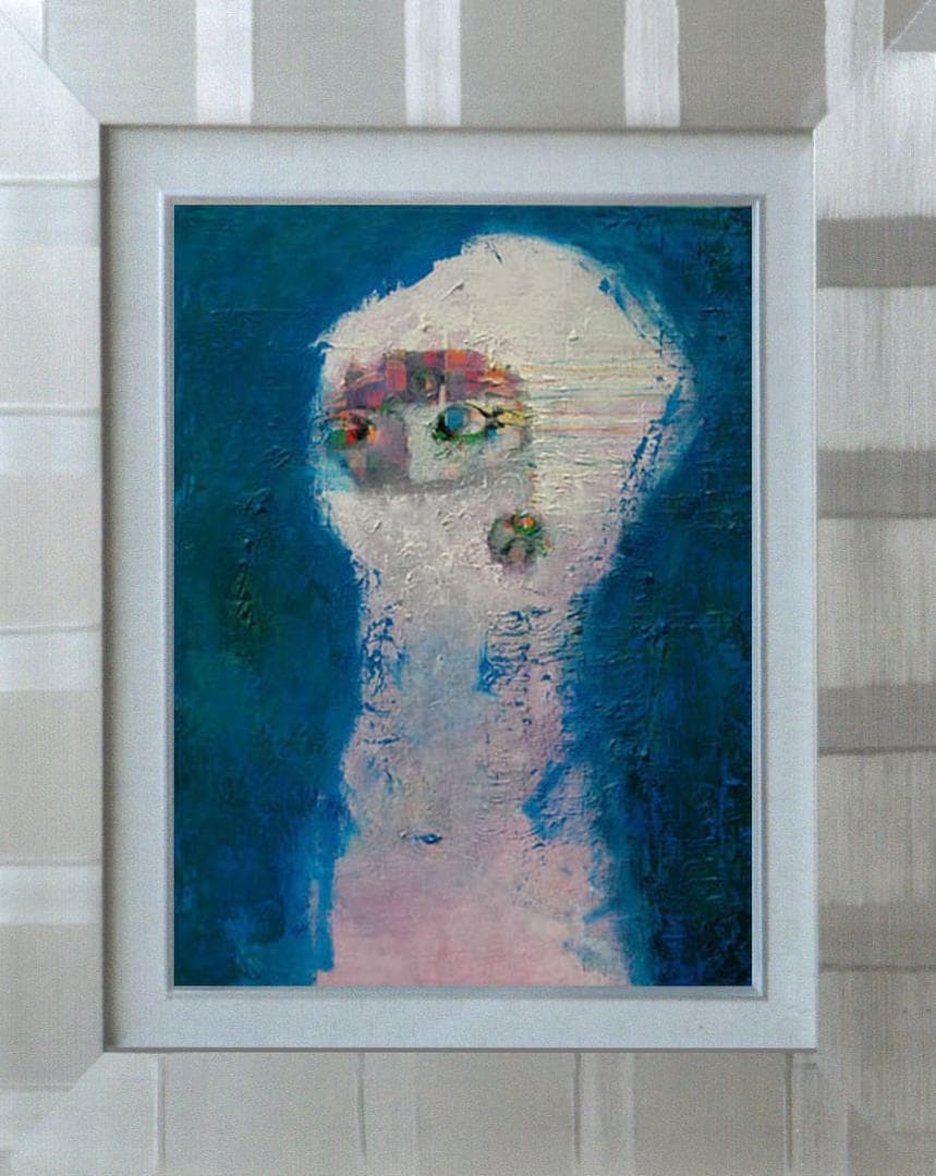 油絵 菅家令子 絵 絵画 インテリア 額付(黒) F6-080215 人物 女性