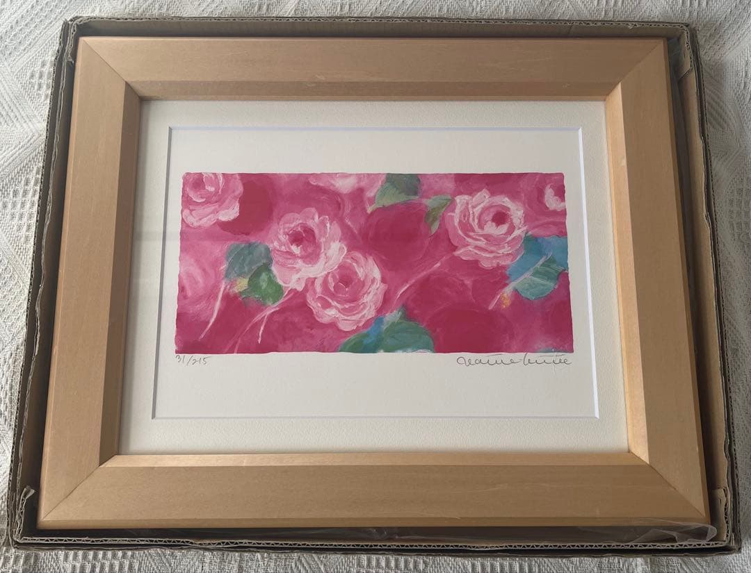 額入り版画　 限定ジクレー　ジニーキム　バラの花 現行品　サイン.ED.証明書有