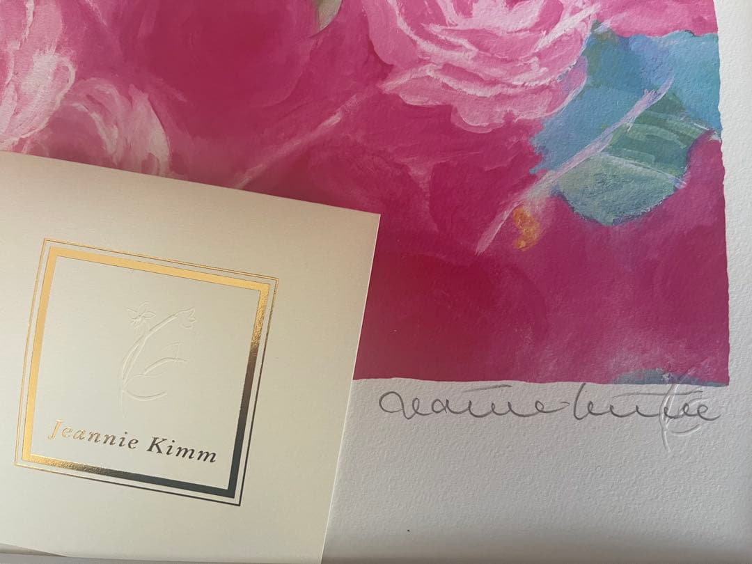 額入り版画　 限定ジクレー　ジニーキム　バラの花 現行品　サイン.ED.証明書有