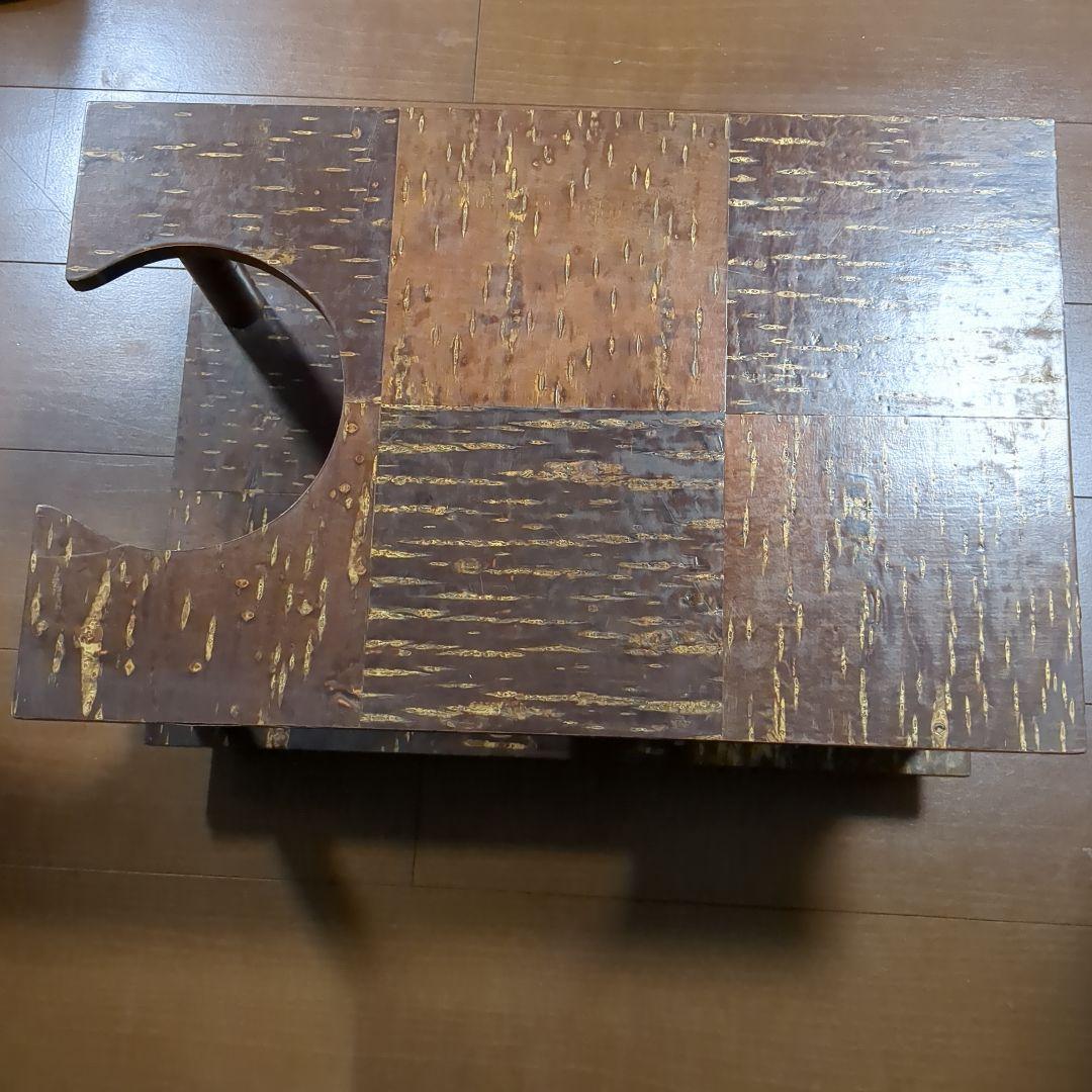 樺細工　キャスター付きポットワゴン　茶道具　飾り棚　ラック　桜　伝統工芸　レトロ